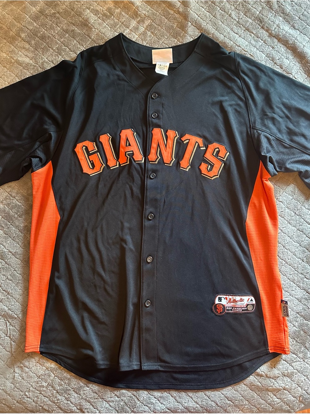 Majestic San Francisco Giants Black & Orange Authentic Patch Jersey